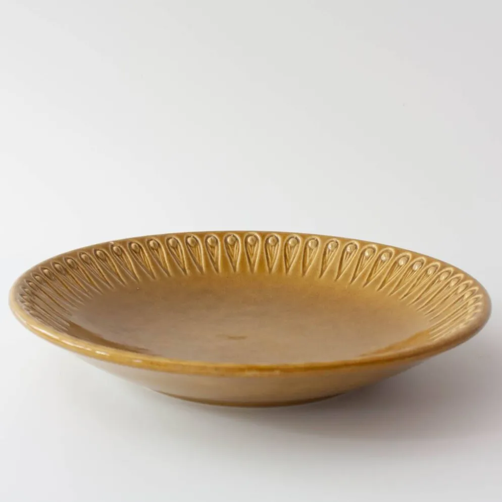 Assiette scandinave en céramique moutarde, années 1960