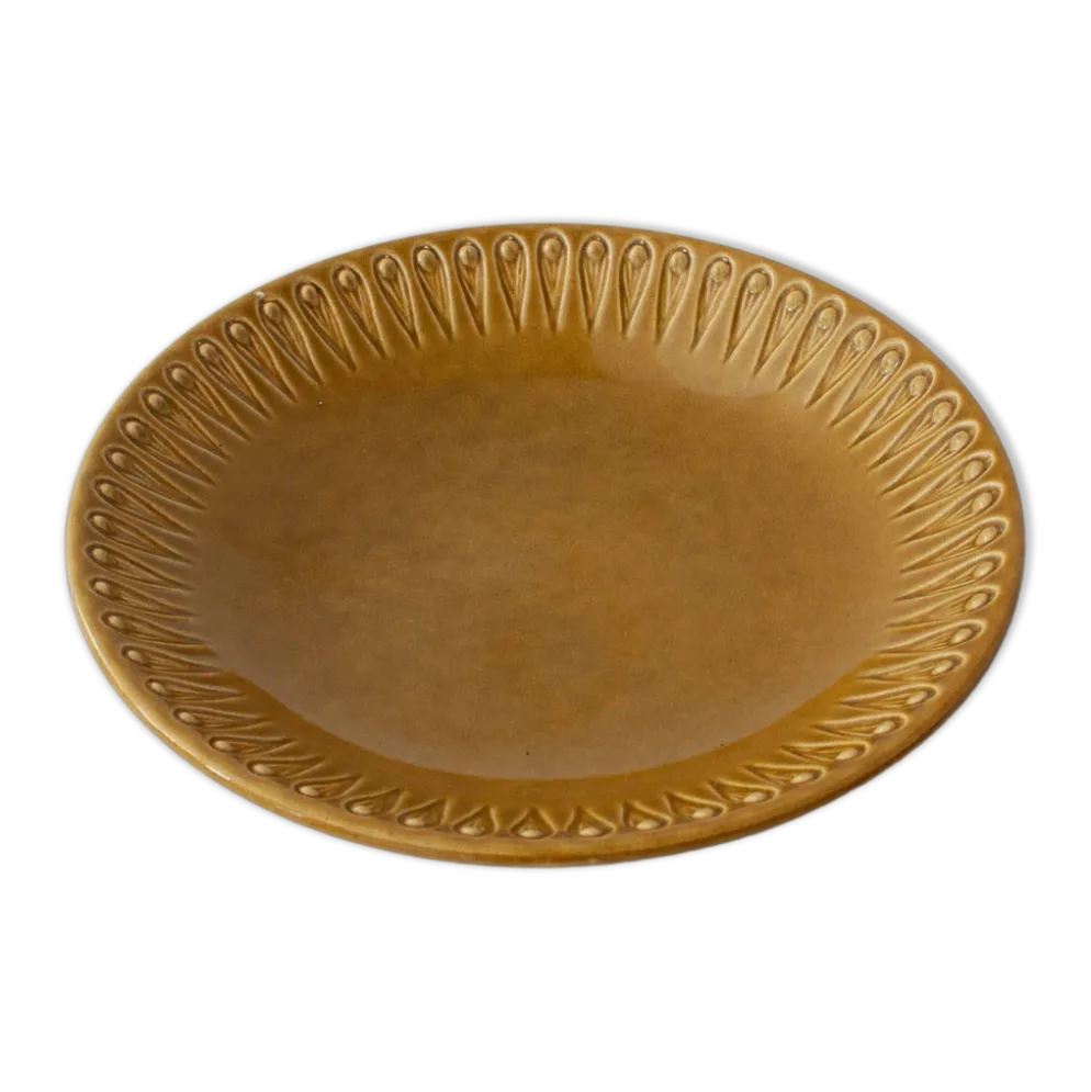 Assiette scandinave en céramique moutarde, années 1960