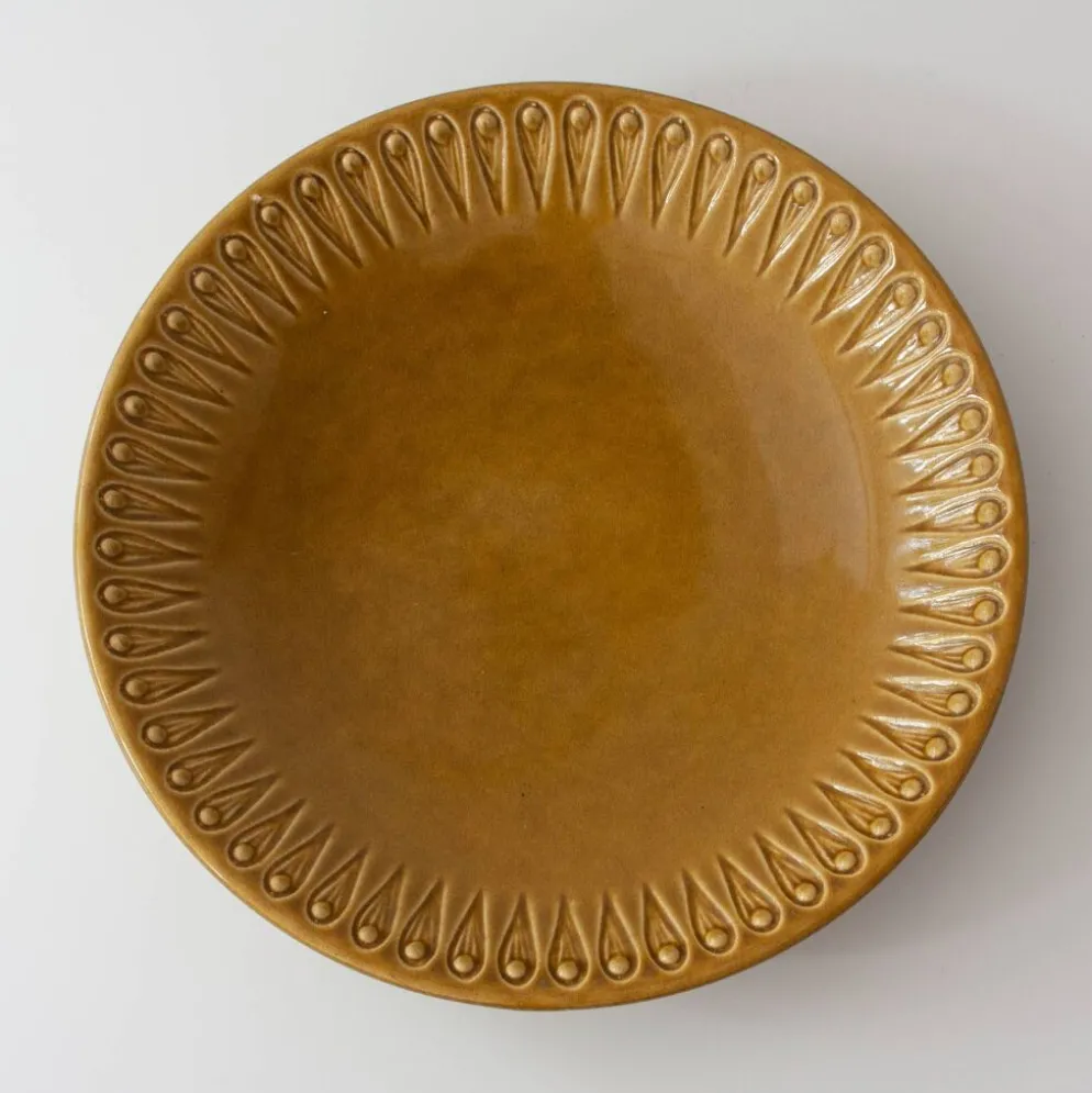 Assiette scandinave en céramique moutarde, années 1960