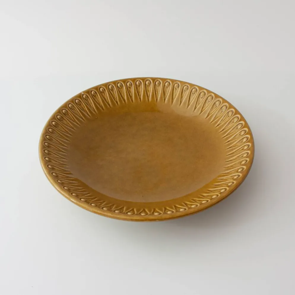Assiette scandinave en céramique moutarde, années 1960