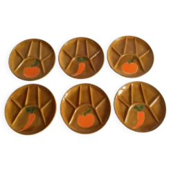 6 assiettes compartimentées vintage