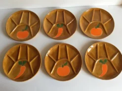 6 assiettes compartimentées vintage
