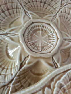 5 assiettes à coquillages Sarreguemines caramel, années 50