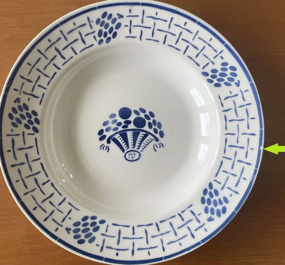 5 assiettes creuses anciennes en faïence de badonviller
