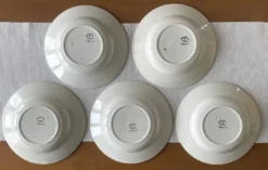 5 assiettes creuses anciennes en faïence de badonviller