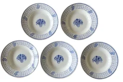 5 assiettes creuses anciennes en faïence de badonviller