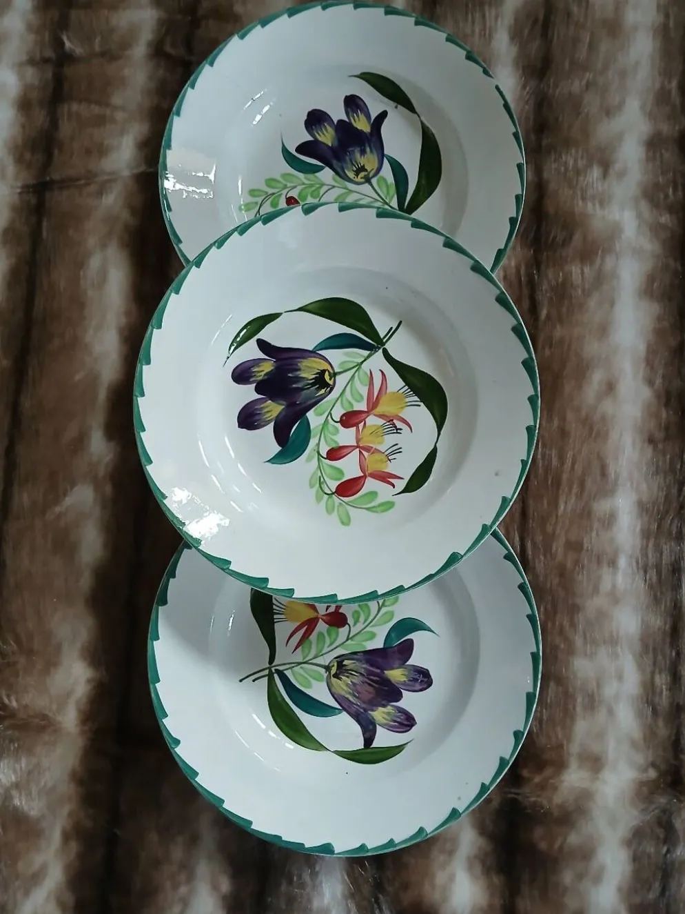 3 assiettes creuses anciennes St Amand et Hamage