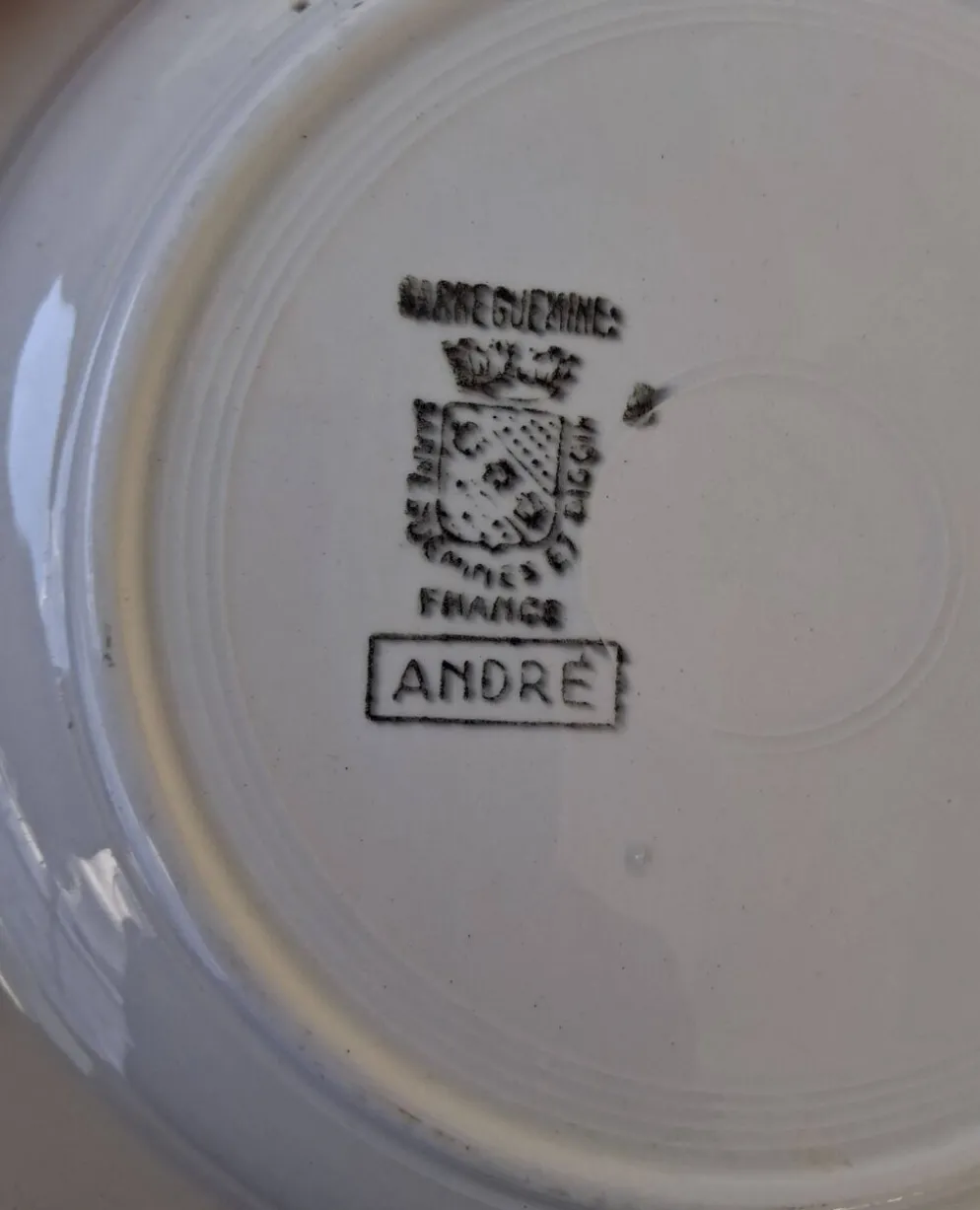 6 assiettes creuses anciennes de chez Sarreguemines modèle "André" en très