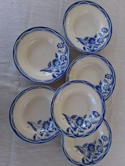 6 assiettes creuses anciennes de chez Sarreguemines modèle