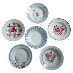 6 assiettes creuses anciennes dépareillées