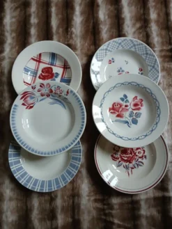 6 assiettes creuses anciennes dépareillées