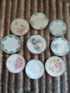 9 assiettes creuses anciennes dépareillées