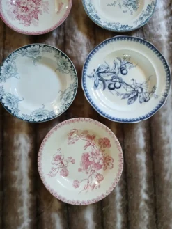 9 assiettes creuses anciennes dépareillées