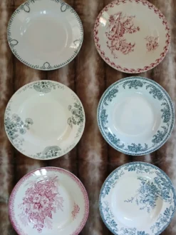 9 assiettes creuses anciennes dépareillées