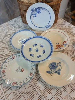 6 assiettes creuses anciennes dépareillées