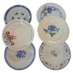 6 assiettes creuses anciennes dépareillées