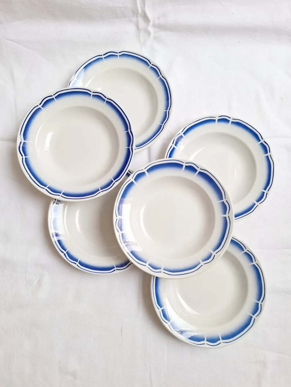 Assiettes creuses / Assiettes à salades Art Déco Badonviller bleu