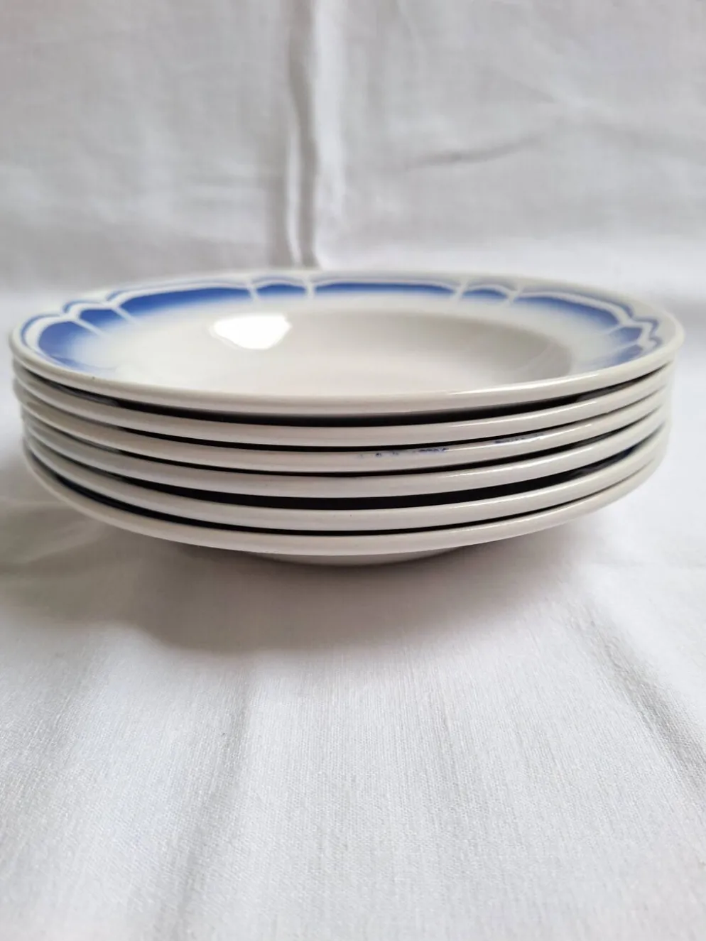 Assiettes creuses / Assiettes à salades Art Déco Badonviller bleu