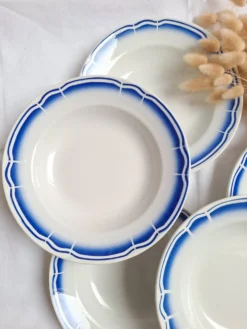 Assiettes creuses / Assiettes à salades Art Déco Badonviller bleu