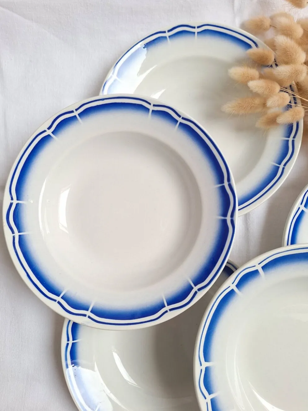 Assiettes creuses / Assiettes à salades Art Déco Badonviller bleu