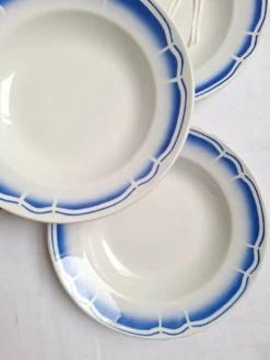 Assiettes creuses / Assiettes à salades Art Déco Badonviller bleu