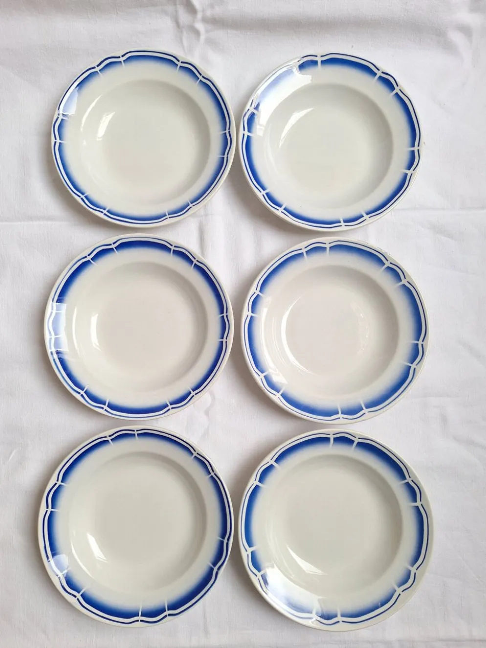 Assiettes creuses / Assiettes à salades Art Déco Badonviller bleu