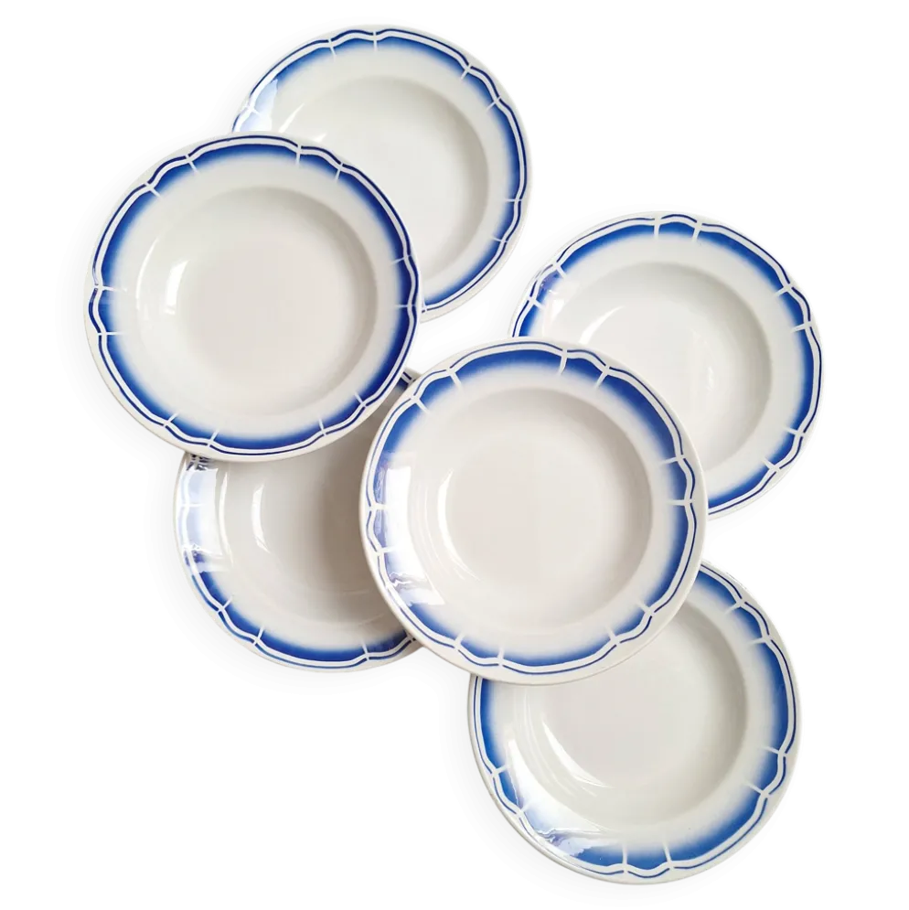 Assiettes creuses / Assiettes à salades Art Déco Badonviller bleu