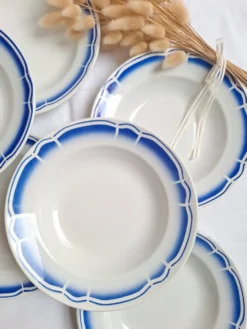 Assiettes creuses / Assiettes à salades Art Déco Badonviller bleu