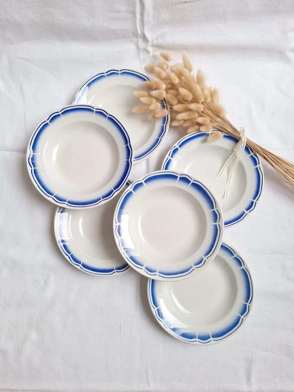 Assiettes creuses / Assiettes à salades Art Déco Badonviller bleu
