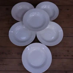 6 Assiettes Creuses blanches Porcelaine Digoin et St Amand