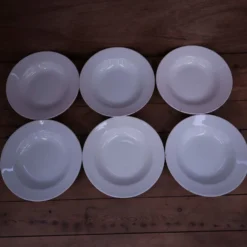 6 Assiettes Creuses blanches Porcelaine Digoin et St Amand