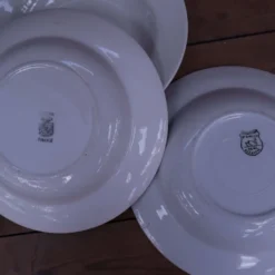 6 Assiettes Creuses blanches Porcelaine Digoin et St Amand