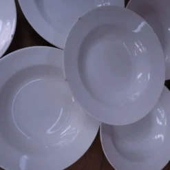6 Assiettes Creuses blanches Porcelaine Digoin et St Amand