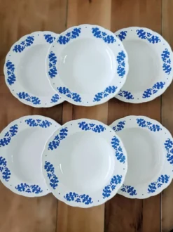 6 assiettes creuses Boch feuilles de chêne
