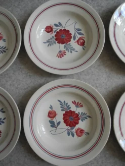 6 assiettes creuses Céranord St Amand vintage soup plates 50s