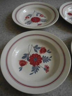 6 assiettes creuses Céranord St Amand vintage soup plates 50s
