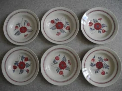6 assiettes creuses Céranord St Amand vintage soup plates 50s