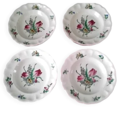 4 Assiettes creuses demi porcelaine de Lunéville KG Modèle