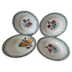 4 assiettes creuses Digoin Sarreguemines – modèles Marinette & Adèle