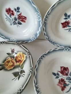 4 assiettes creuses Digoin Sarreguemines – modèles Marinette & Adèle