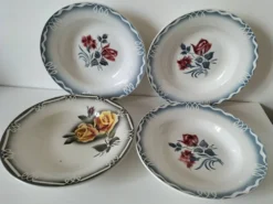 4 assiettes creuses Digoin Sarreguemines – modèles Marinette & Adèle