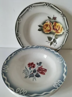 4 assiettes creuses Digoin Sarreguemines – modèles Marinette & Adèle