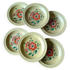 6 ASSIETTES creuses en céramique française K&G Luneville, Ø 22,8 cm