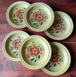 6 ASSIETTES creuses en céramique française K&G Luneville, Ø 22,8 cm