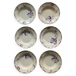 6 assiettes creuses en faïence ancienne vintage