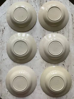 6 assiettes creuses en faïence ancienne vintage