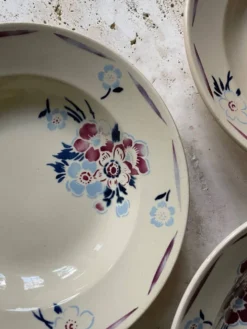 6 assiettes creuses en faïence ancienne vintage
