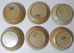 6 assiettes creuses en grès Village vintage