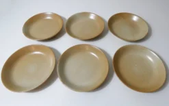 6 assiettes creuses en grès Village vintage