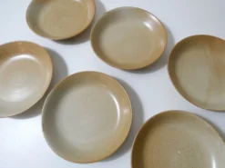 6 assiettes creuses en grès Village vintage